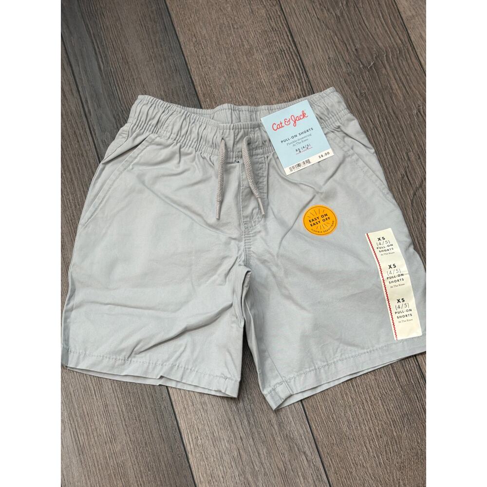 Cat and Jack Pull on Gray Shorts with Flexible Draw String XS 4/5 Kids NWT
